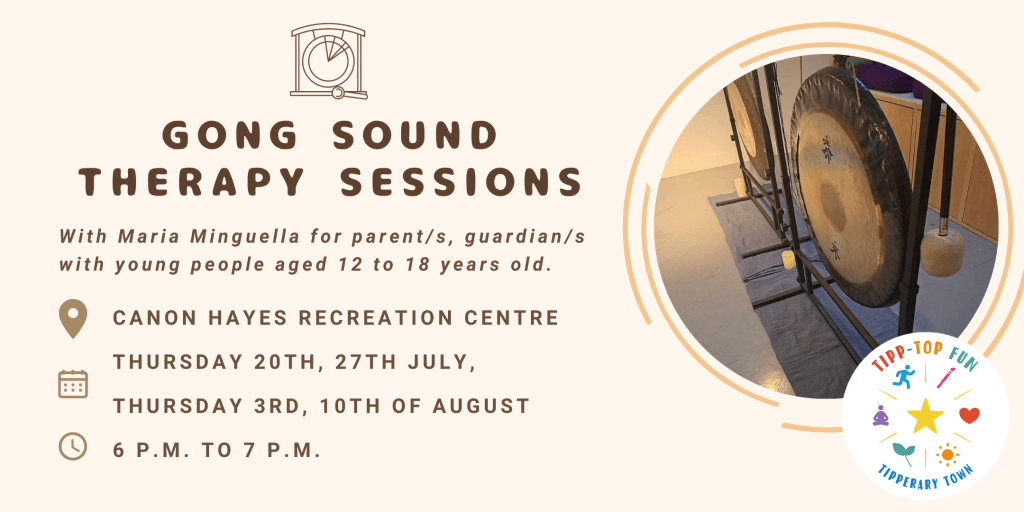 Gong sound therapy sessions poster.